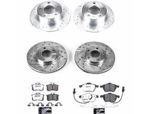 ES#4797252 - K4202-26 - Power Stop Z26 Street Warrior Front & Rear Brake Kit (282mm/245mm) - A complete 4-wheel performance brake upgrade featuring drilled & slotted rotors and high-performance carbon-fiber ceramic pads. - Power Stop - Volkswagen