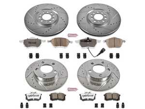 ES#3990466 - K915-26 - Power Stop Z26 Extreme Street Warrior Front & Rear Brake Kit (312mm/232mm) - A direct-fit upgrade with drilled & slotted zinc-plated rotors and extreme-performance carbon-fiber ceramic pads. - Power Stop - Audi