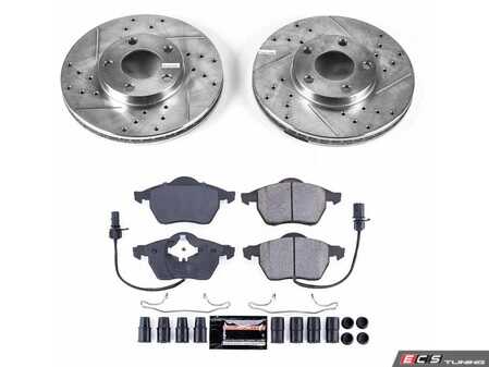 ES#4797352 - K5012 - Power Stop Z23 Evolution Sport Front Brake Kit (282mm) - A performance front-wheel brake upgrade featuring drilled & slotted rotors and low-dust carbon-fiber ceramic pads. - Power Stop - Volkswagen