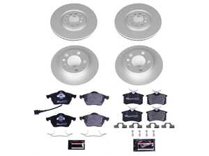 ES#4795570 - ESK915 - Power Stop Euro-Stop Front & Rear Brake Kit (312mm/232mm) - A direct-fit upgrade with GEOMET coated plain rotors and ECE-R90 certified Pagid brake pads. - Power Stop - Audi