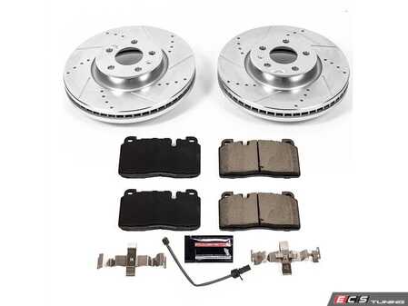 ES#3990385 - K7653 - Power Stop Z23 Evolution Sport Front Brake Kit (320mm) - A performance front-wheel brake upgrade featuring drilled & slotted rotors and low-dust carbon-fiber ceramic pads. - Power Stop - Audi