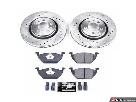 ES#3989965 - K5401 - Power Stop Z23 Evolution Sport Front Brake Kit (280mm) - A performance front-wheel brake upgrade featuring drilled & slotted rotors and low-dust carbon-fiber ceramic pads. - Power Stop - Volkswagen