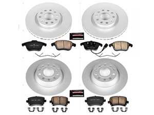 ES#3989054 - CRK5802 - Power Stop Z23 Evolution Sport Coated Front & Rear Brake Kit (312mm/282mm) - A complete 4-wheel daily-driver upgrade featuring high-carbon smooth Geomet coated rotors and low-dust carbon-fiber ceramic pads. - Power Stop - Volkswagen