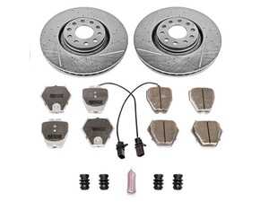 ES#3990455 - K886-26 - Power Stop Z26 Street Warrior Front Brake Kit (320mm) - A performance front-wheel brake upgrade featuring drilled & slotted rotors and extreme-temperature carbon-fiber ceramic pads. - Power Stop - Audi