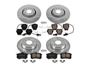 ES#3157885 - K890 - Power Stop Z23 Evolution Sport Front & Rear Brake Kit (320mm/255mm) - A complete 4-wheel performance brake upgrade featuring drilled & slotted rotors and low-dust carbon-fiber ceramic pads. - Power Stop - Audi