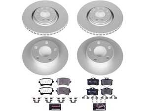 ES#3145705 - ESK890 - Power Stop Euro-Stop Premium Front & Rear Brake Kit (320mm/255mm) - An authentic OE-specification 4-wheel braking solution featuring European-sourced pads, high-carbon smooth Geomet coated rotors, and strict ECE-R90 certification. - Power Stop - Audi