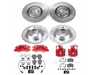 ES#4800563 - KC889-26 - Power Stop Z26 Street Warrior Front & Rear Brake Kit with Calipers (320mm/255mm) - A direct-fit performance upgrade with drilled & slotted zinc-plated rotors, red powder-coated calipers, and extreme-performance carbon-fiber ceramic pads. - Power Stop - Audi
