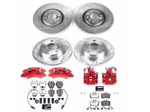 ES#4800565 - KC890-26 - Power Stop Z23 Evolution Sport Front & Rear Brake Kit with Calipers (320mm/255mm) - A direct-fit upgrade with drilled & slotted zinc-plated rotors, red powder-coated calipers, and low-dust carbon-fiber ceramic pads. - Power Stop - Audi
