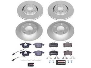 ES#4795569 - ESK892 - Power Stop Euro-Stop Premium Front & Rear Brake Kit (320mm/255mm) - An authentic OE-specification 4-wheel braking solution featuring European-sourced pads, high-carbon smooth Geomet coated rotors, and strict ECE-R90 certification. - Power Stop - Audi