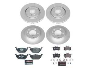 ES#4795348 - ESK5402 - Power Stop Euro-Stop Front & Rear Brake Kit (279mm/232mm) - A direct-fit OE-equivalent replacement with GEOMET coated plain rotors and ECE-R90 certified brake pads. - Power Stop - Volkswagen