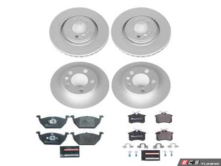 ES#4795348 - ESK5402 - Power Stop Euro-Stop Front & Rear Brake Kit (279mm/232mm) - A direct-fit OE-equivalent replacement with GEOMET coated plain rotors and ECE-R90 certified brake pads. - Power Stop - Volkswagen
