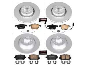 ES#3988888 - CRK4066 - Power Stop Z23 Evolution Sport Coated Front & Rear Brake Kit (321mm/302mm) - A complete 4-wheel daily-driver upgrade featuring high-carbon smooth Geomet coated rotors and low-dust carbon-fiber ceramic pads. - Power Stop - Audi