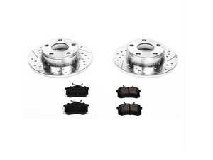 ES#3157090 - K4845 - Power Stop Z23 Evolution Sport Rear Brake Kit (255mm) - A performance rear-wheel brake upgrade featuring drilled & slotted rotors and low-dust carbon-fiber ceramic pads. - Power Stop - Audi
