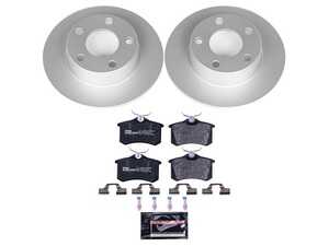 ES#3145529 - ESK4845 - Power Stop Euro-Stop Premium Rear Brake Kit (255mm) - An authentic OE-specification rear-wheel braking solution featuring European-sourced pads, high-carbon smooth Geomet coated rotors, and strict ECE-R90 certification. - Power Stop - Audi