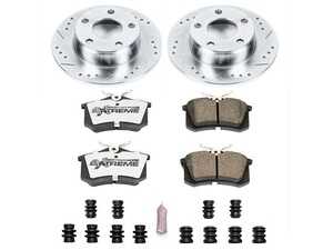 ES#3989936 - K4845-26 - Power Stop Z26 Street Warrior Rear Brake Kit (255mm) - A performance rear-wheel brake upgrade featuring drilled & slotted rotors and high-performance carbon-fiber ceramic pads. - Power Stop - Audi