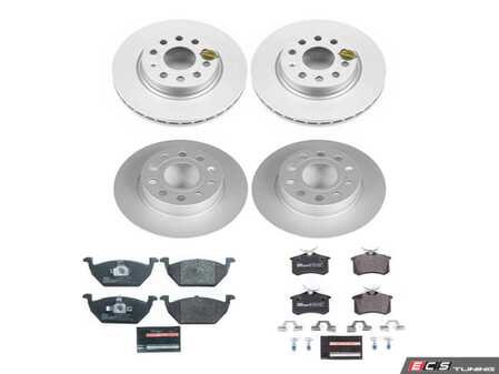 ES#4795474 - ESK7242 - Power Stop Euro-Stop Front & Rear Brake Kit (280mm/255mm) - A direct-fit OE-equivalent replacement with GEOMET coated plain rotors and ECE-R90 certified brake pads. - Power Stop - Volkswagen