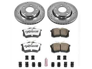 ES#3990462 - K894-26 - Power Stop Z26 Extreme Street Warrior Rear Brake Kit (256mm) - A direct-fit upgrade with drilled & slotted zinc-plated rotors and extreme-performance carbon-fiber ceramic pads. - Power Stop - Audi
