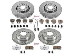 ES#3990457 - K889-26 - Power Stop Z26 Extreme Street Warrior Front & Rear Brake Kit (320mm/255mm) - A direct-fit upgrade with drilled & slotted zinc-plated rotors and extreme-performance carbon-fiber ceramic pads. - Power Stop - Audi