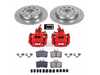 ES#4799898 - KC5671A - Power Stop Z23 Evolution Sport Rear Brake Kit with Calipers (255mm) - A direct-fit upgrade with drilled & slotted zinc-plated rotors, red powder-coated calipers, and low-dust carbon-fiber ceramic pads. - Power Stop - Audi Volkswagen