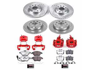 ES#4799919 - KC5749A-26 - Power Stop Z26 Street Warrior Front & Rear Brake Kit with Calipers (288mm/255mm) - A direct-fit performance upgrade with drilled & slotted zinc-plated rotors, red powder-coated calipers, and extreme-performance carbon-fiber ceramic pads. - Power Stop - Volkswagen