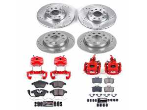 ES#4799918 - KC5749A - Power Stop Z23 Evolution Sport Front & Rear Brake Kit with Calipers (288mm/255mm) - A direct-fit upgrade with drilled & slotted zinc-plated rotors, red powder-coated calipers, and low-dust carbon-fiber ceramic pads. - Power Stop - Volkswagen