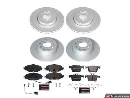 ES#4795563 - ESK8365 - Power Stop Euro-Stop Front & Rear Brake Kit (288mm/272mm) - A direct-fit OE-equivalent replacement with GEOMET coated plain rotors and ECE-R90 certified brake pads. - Power Stop - Volkswagen