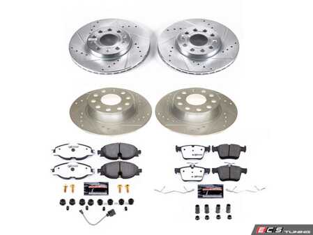 ES#4798302 - K8365-26 - Power Stop Z26 Street Warrior Front & Rear Brake Kit (288mm/272mm) - A direct-fit performance upgrade with drilled & slotted zinc-plated rotors and extreme-performance carbon-fiber ceramic pads. - Power Stop - Volkswagen