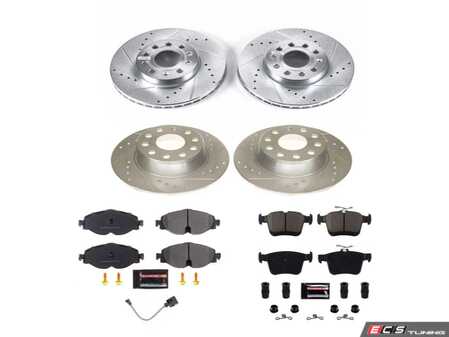 ES#4798301 - K8365 - Power Stop Z23 Evolution Sport Front & Rear Brake Kit (288mm/272mm) - A direct-fit performance upgrade with drilled & slotted zinc-plated rotors and low-dust carbon-fiber ceramic pads. - Power Stop - Volkswagen