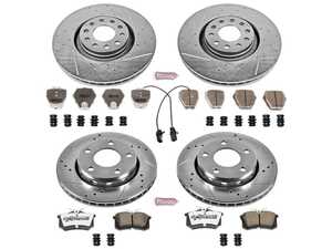 ES#3990456 - K888-26 - Power Stop Z26 Extreme Street Warrior Front & Rear Brake Kit (320mm/256mm) - A direct-fit upgrade with drilled & slotted zinc-plated rotors and extreme-performance carbon-fiber ceramic pads. - Power Stop - Audi