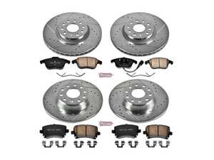 ES#3156622 - K2757 - Power Stop Z23 Evolution Sport Front Brake Kit (280mm) - A performance front axle upgrade package featuring precision cross-drilled & slotted rotors and low-dust carbon-fiber ceramic pads. - Power Stop - Volkswagen