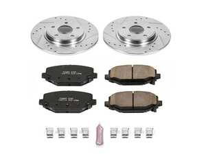 ES#3157452 - K5961 - Power Stop Z23 Evolution Sport Rear Brake Kit (328mm) - A performance rear axle upgrade package featuring precision cross-drilled & slotted rotors and low-dust carbon-fiber ceramic pads. - Power Stop - Volkswagen