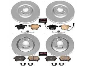 ES#3988884 - CRK4010 - Power Stop Z23 Evolution Sport Coated Front & Rear Brake Kit (345mm/300mm) - A premium 4-wheel upgrade package featuring high-carbon smooth Geomet coated performance rotors, low-dust carbon-fiber ceramic pads, and integrated electronic wear sensors. - Power Stop - Audi