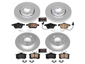 ES#3988823 - CRK2741 - Power Stop Z23 Evolution Sport Coated Front & Rear Brake Kit (288mm/245mm) - A premium 4-wheel upgrade package featuring high-carbon smooth Geomet coated performance rotors, low-dust carbon-fiber ceramic pads, and integrated electronic wear sensors. - Power Stop - Audi