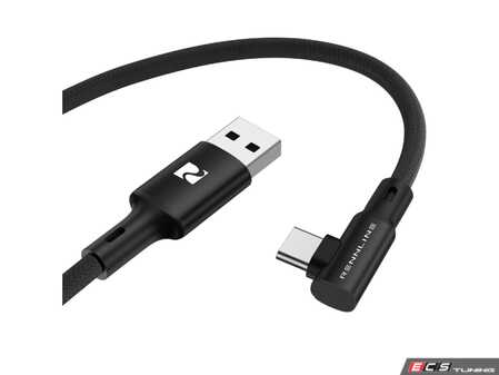 ES#5448032 - PM106AC90 - Rennline Braided USB-C Cable - Heavy Duty USB-A to USB-C cable, featuring a low-profile 90-degree connector built perfectly for tight spaces. - Rennline - Audi BMW Volkswagen Mercedes Benz MINI Porsche