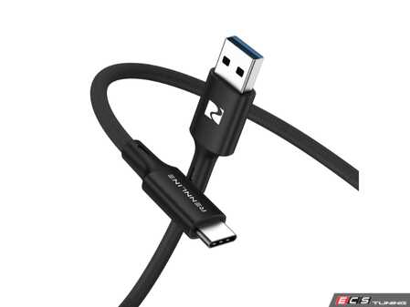 ES#5448033 - PM106ACS - Rennline Braided USB-C Cable - Heavy Duty USB-A to USB-C cable, featuring a low-profile straight connector built perfectly for tight spaces. - Rennline - Audi BMW Volkswagen Mercedes Benz MINI Porsche