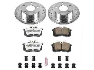 ES#3990454 - K849-26 - Power Stop Z26 Extreme Street Warrior Rear Brake Kit (245mm) - A direct-fit upgrade with drilled & slotted zinc-plated rotors and extreme-performance carbon-fiber ceramic pads. - Power Stop - Audi
