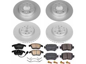 ES#3989266 - CRK7501 - Power Stop Z23 Evolution Sport Coated Front & Rear Brake Kit (312mm/272mm) - A premium 4-wheel upgrade package featuring high-carbon smooth Geomet coated performance rotors, low-dust carbon-fiber ceramic pads, and integrated electronic wear sensors. - Power Stop - Volkswagen