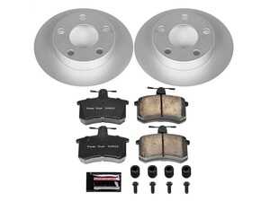 ES#3989056 - CRK584 - Power Stop Z23 Evolution Sport Coated Rear Brake Kit (244mm) - A premium rear axle upgrade package featuring high-carbon smooth Geomet coated performance rotors and low-dust carbon-fiber ceramic pads. - Power Stop - Audi