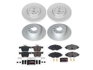 ES#5470869 - CRK9193 - Power Stop Z23 Evolution Sport Coated Front & Rear Brake Kit (312mm/272mm) - A premium 4-wheel upgrade package featuring high-carbon smooth Geomet coated performance rotors, low-dust carbon-fiber ceramic pads, and a front electronic wear sensor. - Power Stop - Volkswagen