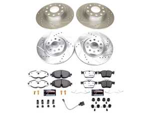 ES#5470870 - K9193-26 - Power Stop Z26 Street Warrior Front & Rear Brake Kit (312mm/272mm) - A high-performance complete 4-wheel upgrade featuring precision cross-drilled & slotted rotors, extreme-temperature carbon-fiber ceramic pads, and a front electronic wear sensor. - Power Stop - Volkswagen