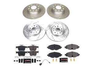 ES#5470871 - K9193 - Power Stop Z23 Evolution Sport Front & Rear Brake Kit (312mm/272mm) - A performance complete 4-wheel upgrade featuring precision cross-drilled & slotted rotors, low-dust carbon-fiber ceramic pads, and a front electronic wear sensor. - Power Stop - Volkswagen