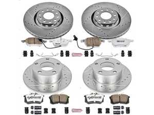 ES#3990137 - K637-26 - Power Stop Z26 Extreme Street Warrior Front & Rear Brake Kit (312mm/245mm) - A direct-fit upgrade with drilled & slotted zinc-plated rotors and extreme-performance carbon-fiber ceramic pads. - Power Stop - Audi