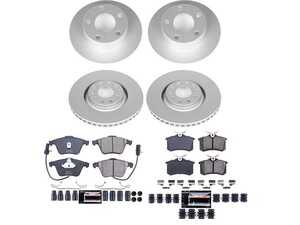 ES#5470889 - CRK9175 - Power Stop Z23 Evolution Sport Coated Front & Rear Brake Kit (320mm/245mm) - A premium 4-wheel upgrade package featuring high-carbon smooth Geomet coated performance rotors, low-dust carbon-fiber ceramic pads, and integrated electronic wear sensors. - Power Stop - Audi