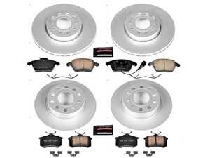 ES#3989034 - CRK5749 - Power Stop Z23 Evolution Sport Coated Front & Rear Brake Kit (288x25/253x10) - A premium 4-wheel upgrade package featuring high-carbon smooth Geomet coated performance rotors, low-dust carbon-fiber ceramic pads, and a front electronic wear sensor. - Power Stop - Volkswagen