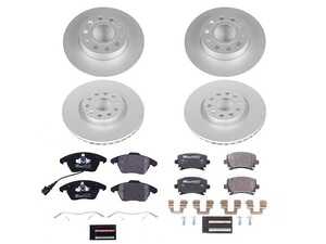 ES#3145563 - ESK5363 - Power Stop Euro-Stop Premium Front & Rear Brake Kit (312mm/260mm) - A premium OE-equivalent 4-wheel upgrade featuring ECE-R90 certified brake pads and genuine Geomet coated high-carbon smooth rotors. - Power Stop - Audi Volkswagen