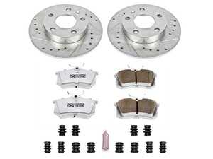 ES#3989885 - K3129-26 - Power Stop Z26 Extreme Performance Rear Brake Kit (245mm) - An extreme street performance rear axle upgrade featuring precision cross-drilled & slotted rotors and low-dust carbon-fiber ceramic muscle car pads. - Power Stop - Audi