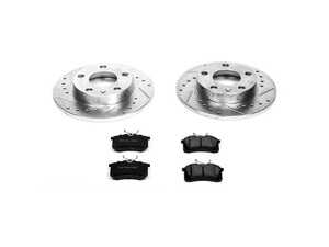 ES#3156813 - K3129 - Power Stop Z23 Evolution Sport Rear Brake Kit (245mm) - A performance rear axle upgrade package featuring precision cross-drilled & slotted rotors and low-dust carbon-fiber ceramic pads. - Power Stop - Audi