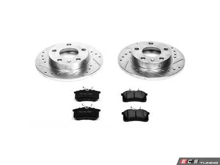 ES#3156813 - K3129 - Power Stop Z23 Evolution Sport Rear Brake Kit (245mm) - A performance rear axle upgrade package featuring precision cross-drilled & slotted rotors and low-dust carbon-fiber ceramic pads. - Power Stop - Audi