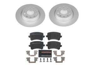 ES#4795479 - ESK7324 - Power Stop Euro-Stop Premium Front & Rear Brake Kit (350mm/330mm) - A premium OE-equivalent 4-wheel upgrade featuring ECE-R90 certified brake pads, genuine Geomet coated high-carbon smooth rotors, and integrated electronic wear sensors. - Power Stop - Audi Volkswagen