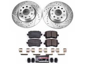 ES#3990412 - K7811 - Power Stop Z23 Evolution Sport Rear Brake Kit (286mm) - A performance rear axle upgrade package featuring precision cross-drilled & slotted rotors and low-dust carbon-fiber ceramic pads. - Power Stop - Volkswagen